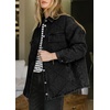 image:imagechouyatou Womens Oversized Button Down Quilted Denim Jacket Winter Padded Coat Tops Jean ShacketBlack