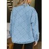 image:imagechouyatou Womens Oversized Button Down Quilted Denim Jacket Winter Padded Coat Tops Jean ShacketLight Blue