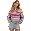 image:imagechouyatou Women Rainbow Striped Cropped Sweater Crewneck Knit Pullover TopsRainbow