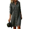 image:imagechouyatou Womens Button Down Lapel Collar Loose Sweater Midi Knit DressGray