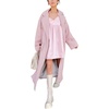 image:imagechouyatou Womens Double Breasted Houndstooth Plaid Wool Coat Notch Lapel Maxi Long Trench Pea Coat with BeltPink