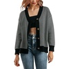 image:imagechouyatou Womens Herringbone Button Down Chunky Cardigan Sweater JacketBlack