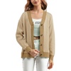 image:imagechouyatou Womens Herringbone Button Down Chunky Cardigan Sweater JacketKhaki