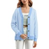 image:imagechouyatou Womens Herringbone Button Down Chunky Cardigan Sweater JacketLight Blue