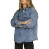 image:imagechouyatou Womens Oversized Button Down Quilted Denim Jacket Winter Padded Coat Tops Jean ShacketBlue