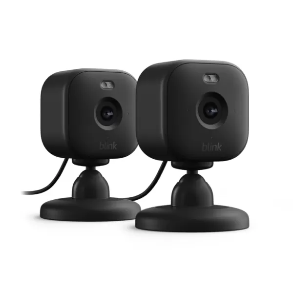 AllNew Blink Mini 2 with 1Year Plus Subscription  Plugin smart security camera HD night view in color builtin spotlight motion detection Works with Alexa  2 Cameras BlackBlack