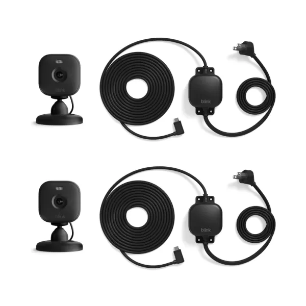 AllNew Blink Mini 2 with 1Year Plus Subscription  Plugin smart security camera HD night view in color builtin spotlight motion detection Works with Alexa  2 Cameras BlackBlack