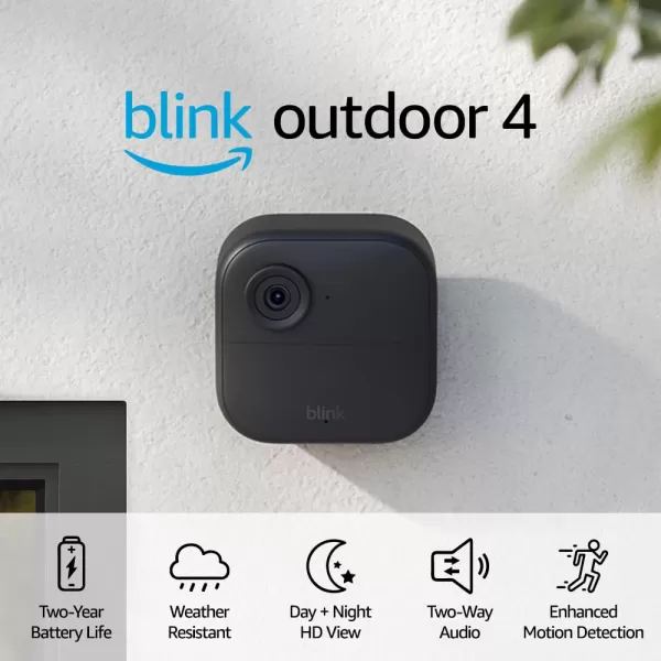 Blink Outdoor 4 with 1Year Subscription  Wireless indooroutdoor smart home security camera powerful twoyear battery life set up in minutes  1 camera systemCamera 2year battery life