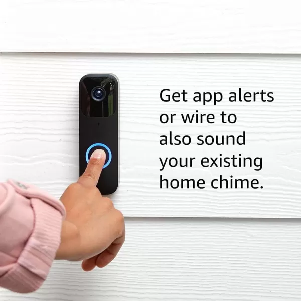 Free Blink Video Doorbell With 1Year Subscription  Twoway audio HD video motion and chime app alerts Works with Alexa  wired or wirefree Black