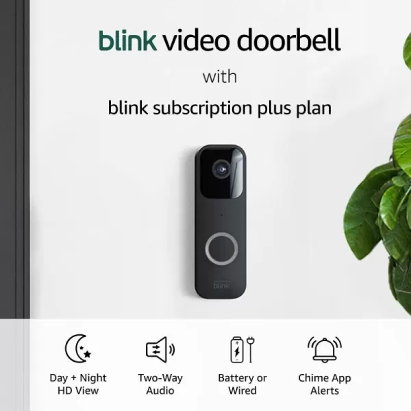 Free Blink Video Doorbell With 1Year Subscription  Twoway audio HD video motion and chime app alerts Works with Alexa  wired or wirefree Black