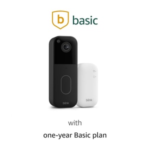 image:imageBlink Video Doorbell with1Year Basic plan Headtotoe HD view twoyear battery life and simple setup Sync Module Core included  System Black