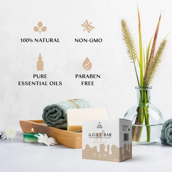 Body Restore Goat Milk Soap with Coconut Oil ampamp Shea Butter Fragrance Free 3 Pack For Dry Sensitive Itchy Skin All Natural Rich In Vitamins Soap Bar for Women Men Kids ampamp Baby