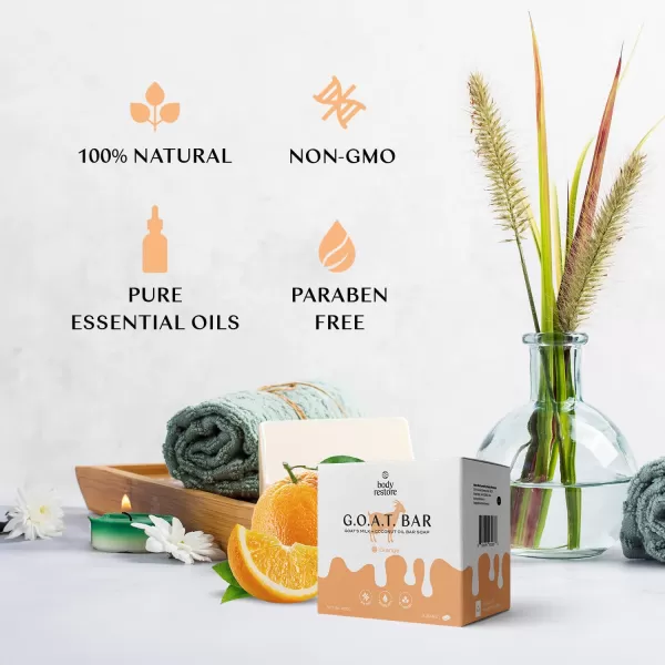 Body Restore Goat Milk Soap with Coconut Oil ampamp Shea Butter Orange 3 Pack For Dry Sensitive Itchy Skin All Natural Rich In Vitamins Soap Bar for Women Men Kids ampamp Baby