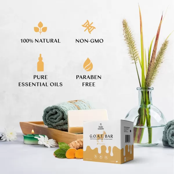 Body Restore Goat Milk Soap with Coconut Oil ampamp Shea Butter Turmeric 3 Pack For Dry Sensitive Itchy Skin All Natural Rich In Vitamins Soap Bar for Women Men Kids ampamp Baby