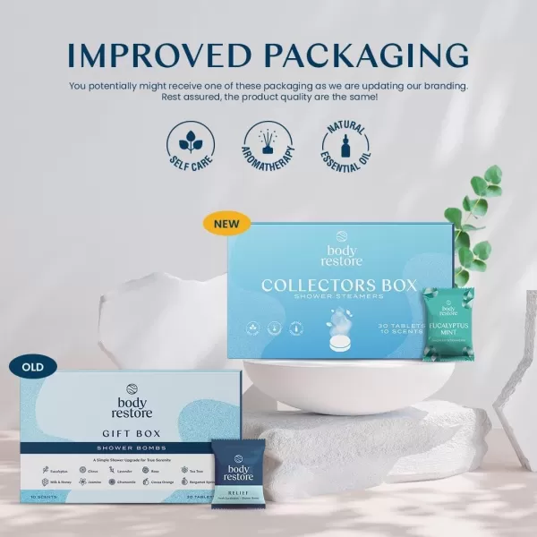 Body Restore Shower Steamers Aromatherapy 30 Pack  Relaxation Birthday Gifts for Women and Men Travel Essentials Stress Relief and Self Care  Collectors Box
