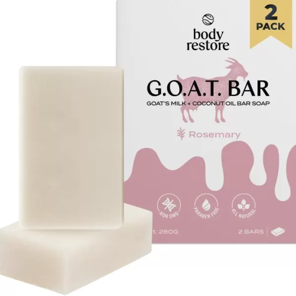 Body Restore Goat Milk Soap with Coconut Oil ampamp Shea Butter Rosemary 2 Pack For Dry Sensitive Itchy Skin All Natural Rich In Vitamins Soap Bar for Women Men Kids ampamp Baby