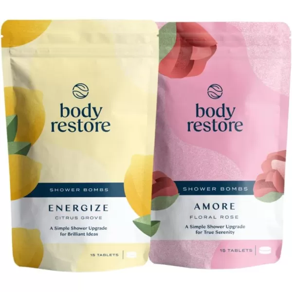 Body Restore Shower Steamers Aromatherapy 15 Packs x 2  Gifts for Mom Gifts for Women ampamp Men Shower Bath Bombs Citrus Grove Rose Essential Oils Stress Relief