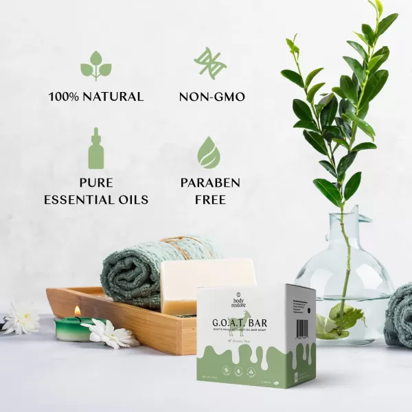 Body Restore Goat Milk Soap with Coconut Oil ampamp Shea Butter Green Tea 3 Pack For Dry Sensitive Itchy Skin All Natural Rich In Vitamins Soap Bar for Women Men Kids ampamp Baby