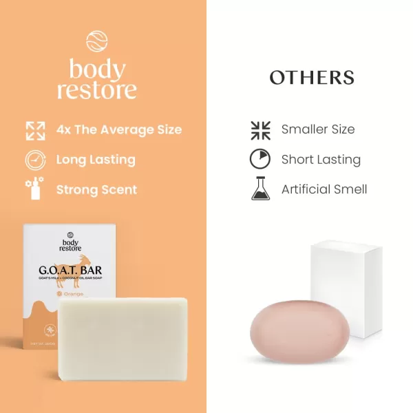 Body Restore Goat Milk Soap with Coconut Oil ampamp Shea Butter Orange 2 Pack For Dry Sensitive Itchy Skin All Natural Rich In Vitamins Soap Bar for Women Men Kids ampamp Baby
