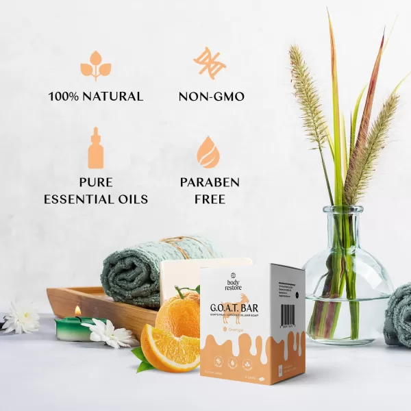 Body Restore Goat Milk Soap with Coconut Oil ampamp Shea Butter Orange 2 Pack For Dry Sensitive Itchy Skin All Natural Rich In Vitamins Soap Bar for Women Men Kids ampamp Baby