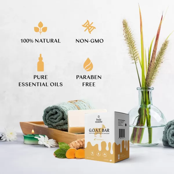 Body Restore Goat Milk Soap with Coconut Oil ampamp Shea Butter Turmeric 2 Pack For Dry Sensitive Itchy Skin All Natural Rich In Vitamins Soap Bar for Women Men Kids ampamp Baby