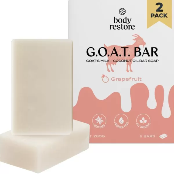 Body Restore Goat Milk Soap with Coconut Oil ampamp Shea Butter Grapefruit 2 Pack For Dry Sensitive Itchy Skin All Natural Rich In Vitamins Soap Bar for Women Men Kids ampamp Baby