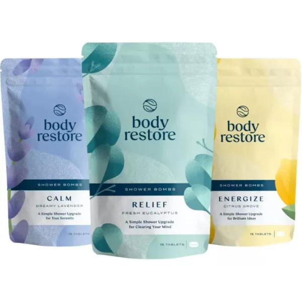 Body Restore Shower Steamers Aromatherapy 15 Packs x 3  Gifts for Mom Gifts for Women ampamp Men Shower Bath Bombs Eucalyptus Citrus Grove Lavender Essential Oils Stress Relief
