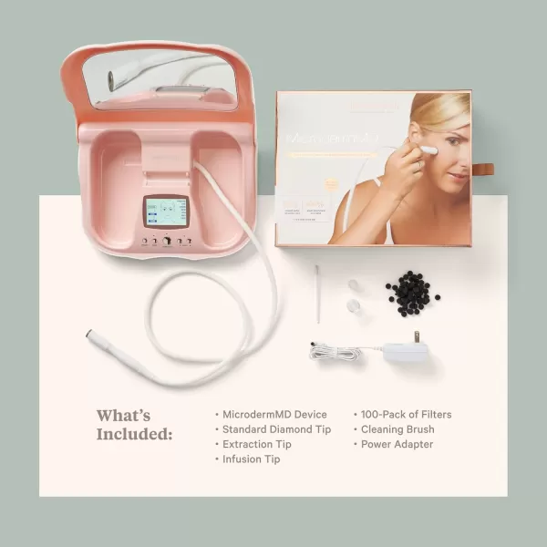 Trophy Skin MicrodermMD  At Home Microdermabrasion Kit  Anti Aging and Acne Treatment  Contains Real Diamond and Pore Extractor Tips to Rejuvenate Skin and Reduce Acne Scars  BlushBlush