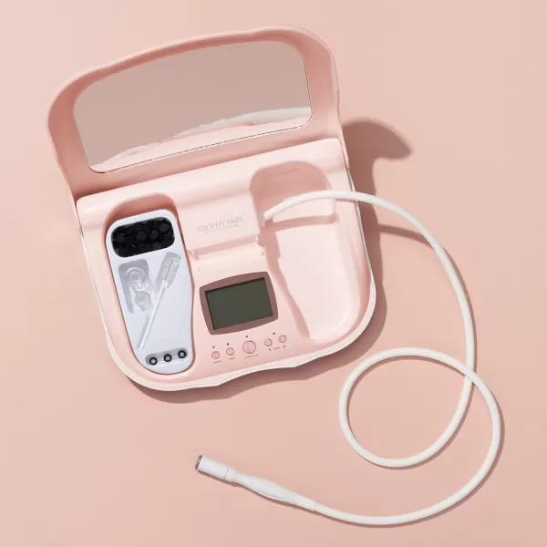 Trophy Skin MicrodermMD  At Home Microdermabrasion Kit  Anti Aging and Acne Treatment  Contains Real Diamond and Pore Extractor Tips to Rejuvenate Skin and Reduce Acne Scars  BlushBlush