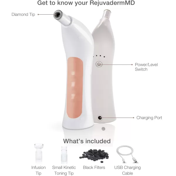 Trophy Skin RejuvadermMD  Microdermabrasion Machine OnTheGo  Facial Exfoliation with Real Diamond Tip for Radiant and Youthful Skin
