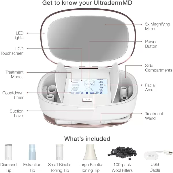 Trophy Skin UltradermMD  3 in 1 Home Spa Microdermabrasion  Deep Skin Exfoliator Machine with Real Diamond and Pore Extractor Tips  Rejuvenate Face Skin and Even Out Skin Tone  WhiteWhite