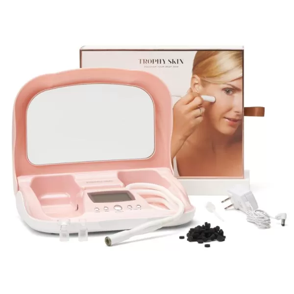 Trophy Skin MicrodermMD  At Home Microdermabrasion Kit  Anti Aging and Acne Treatment  Contains Real Diamond and Pore Extractor Tips to Rejuvenate Skin and Reduce Acne Scars  BlushBlush