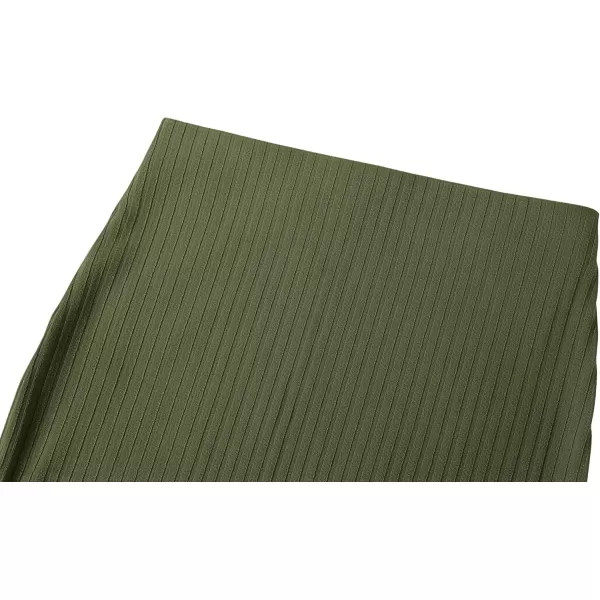 Urban CoCo Elastic Skinny High Waist Solid Ribbed Knit Office Pencil SkirtArmy Green