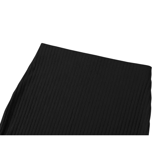 Urban CoCo Elastic Skinny High Waist Solid Ribbed Knit Office Pencil SkirtBlack