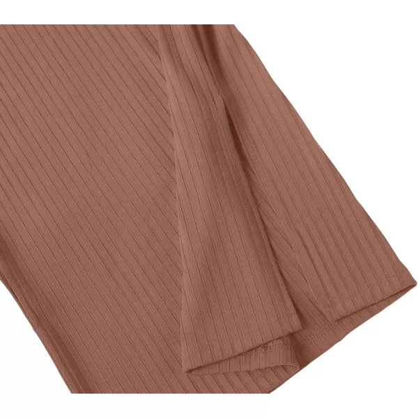 Urban CoCo Elastic Skinny High Waist Solid Ribbed Knit Office Pencil SkirtBrown