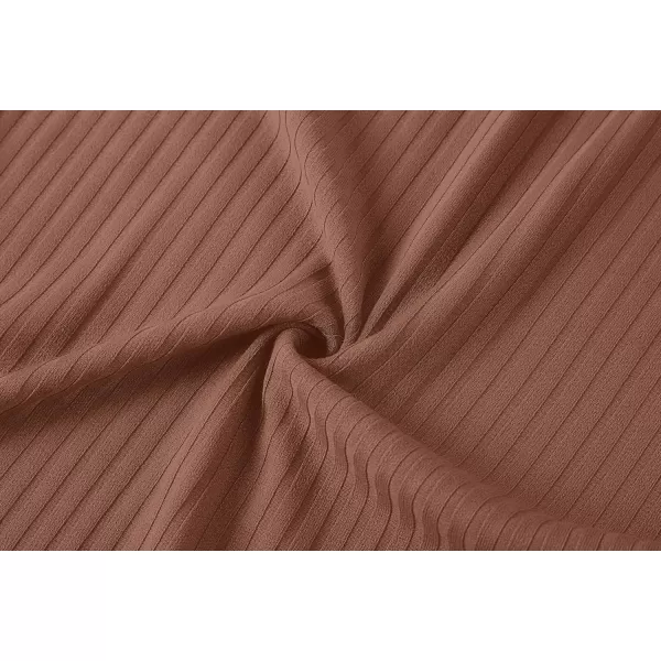 Urban CoCo Elastic Skinny High Waist Solid Ribbed Knit Office Pencil SkirtBrown
