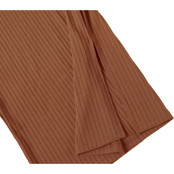 Urban CoCo Elastic Skinny High Waist Solid Ribbed Knit Office Pencil SkirtBurnt Brick