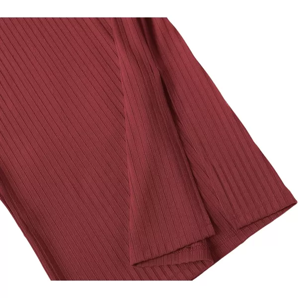 Urban CoCo Elastic Skinny High Waist Solid Ribbed Knit Office Pencil SkirtDark Red