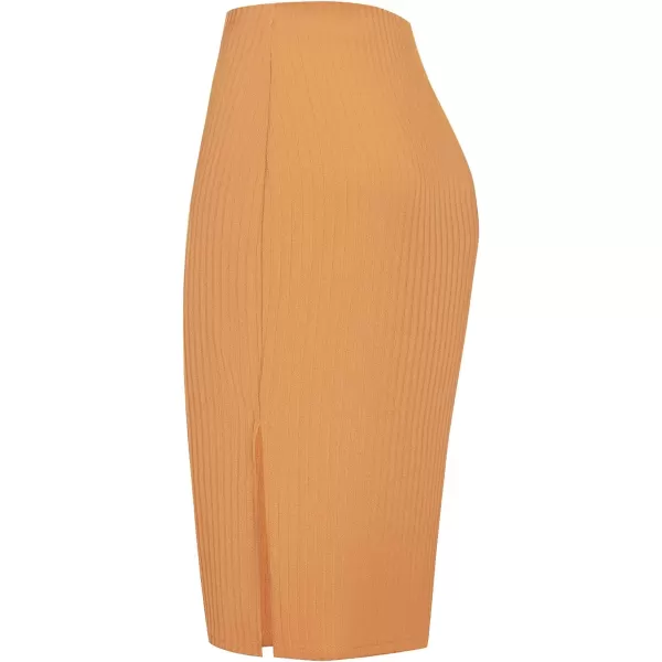 Urban CoCo Elastic Skinny High Waist Solid Ribbed Knit Office Pencil SkirtKhaki
