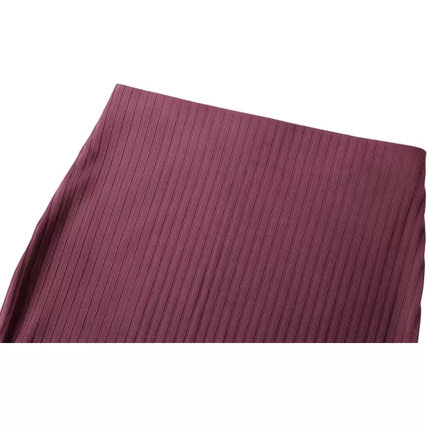 Urban CoCo Elastic Skinny High Waist Solid Ribbed Knit Office Pencil SkirtMaroon
