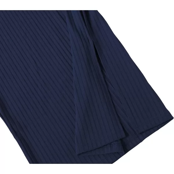 Urban CoCo Elastic Skinny High Waist Solid Ribbed Knit Office Pencil SkirtNavy Blue