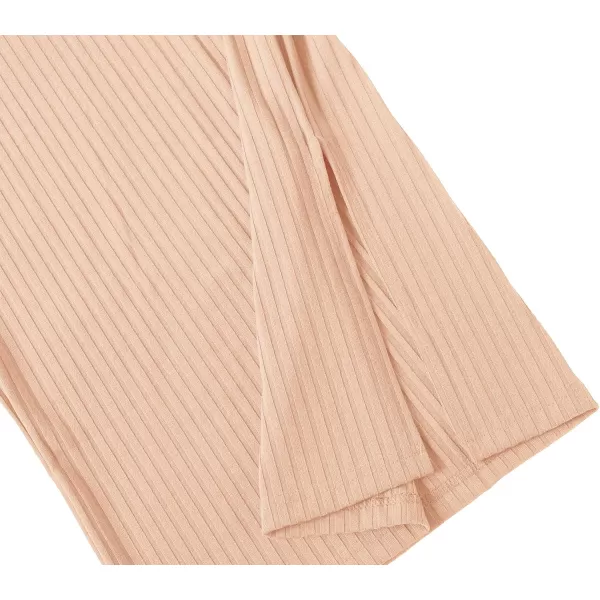 Urban CoCo Elastic Skinny High Waist Solid Ribbed Knit Office Pencil SkirtNude