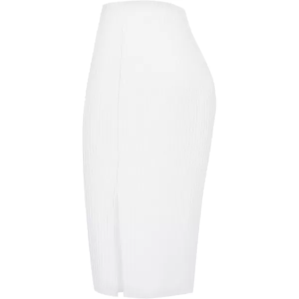 Urban CoCo Elastic Skinny High Waist Solid Ribbed Knit Office Pencil SkirtWhite
