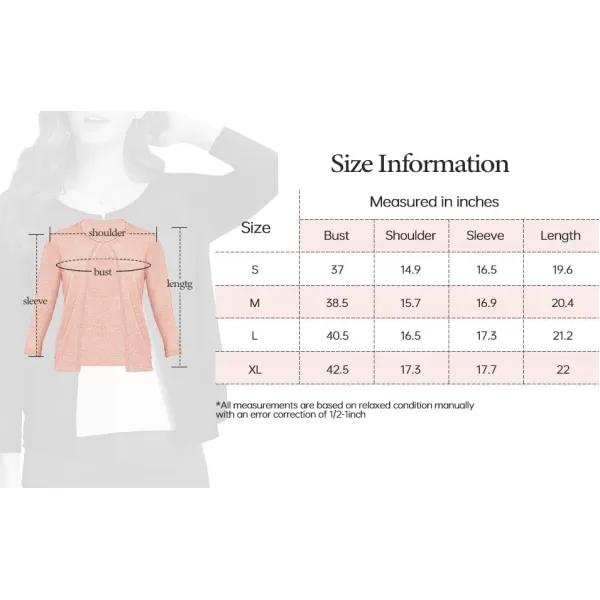 Urban CoCo Womens 34 Sleeve Open Front Shrugs Lightweight Crew Neck Cardigan SweaterBlue