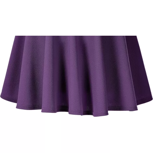 Urban CoCo Womens Basic Midi Skirt Versatile Stretchy Flared Casual High Waisted SkirtDeep Purple