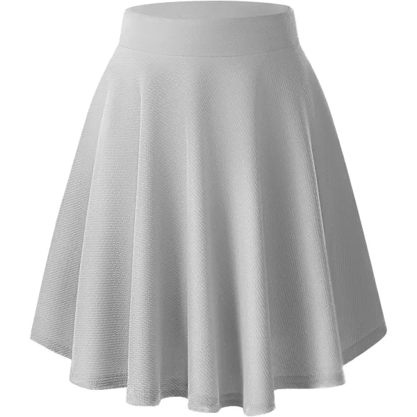 Urban CoCo Womens Basic Midi Skirt Versatile Stretchy Flared Casual High Waisted SkirtGrey