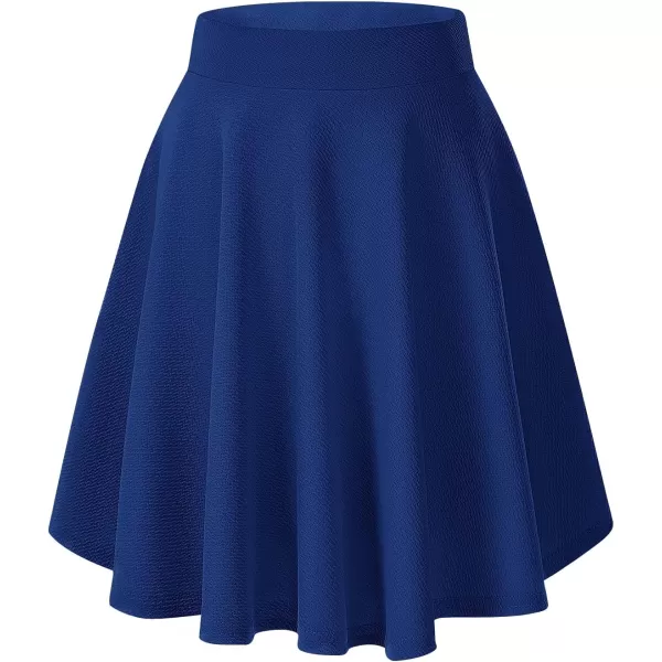 Urban CoCo Womens Basic Midi Skirt Versatile Stretchy Flared Casual High Waisted SkirtNavy