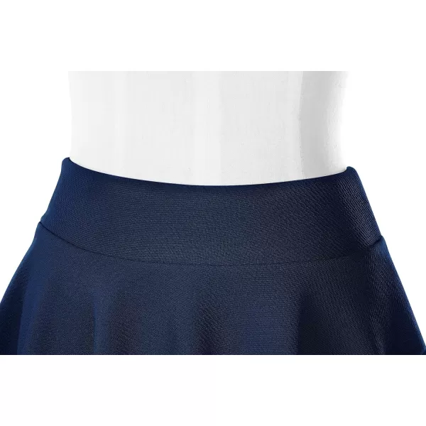 Urban CoCo Womens Basic Midi Skirt Versatile Stretchy Flared Casual High Waisted SkirtNavy