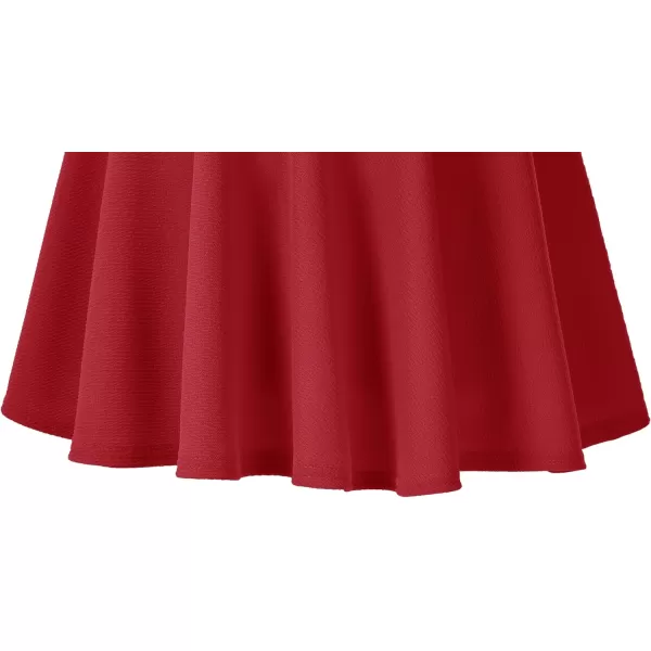 Urban CoCo Womens Basic Midi Skirt Versatile Stretchy Flared Casual High Waisted SkirtRed