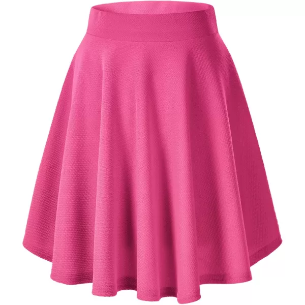 Urban CoCo Womens Basic Midi Skirt Versatile Stretchy Flared Casual High Waisted SkirtRose